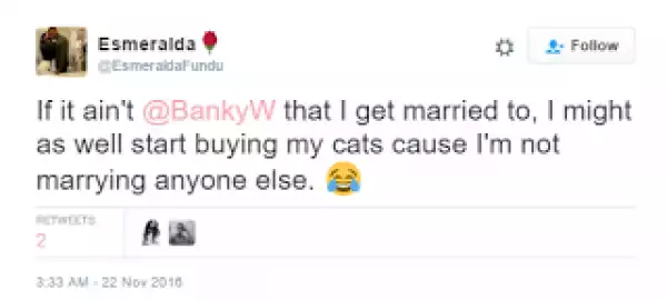Between BankyW and a female fan who wants to marry him